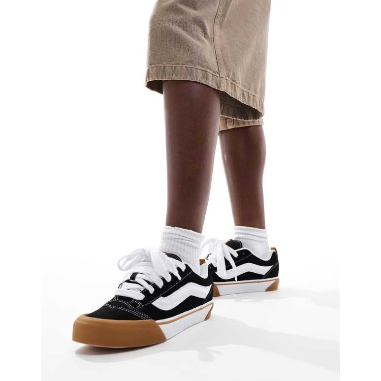 Vans knu skool chunky sneakers in black and white with gum sole detail Teni i Classic Slip On VN0A5JMHY281 Vans Misprint Black White CksoShops