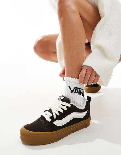 Vans Knu Skool chunky sneakers in brown with gum sole ASOS