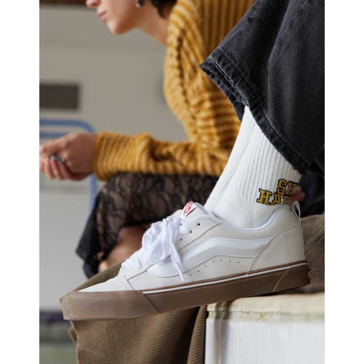 Vans Knu Skool chunky sneakers in white with gum sole ASOS