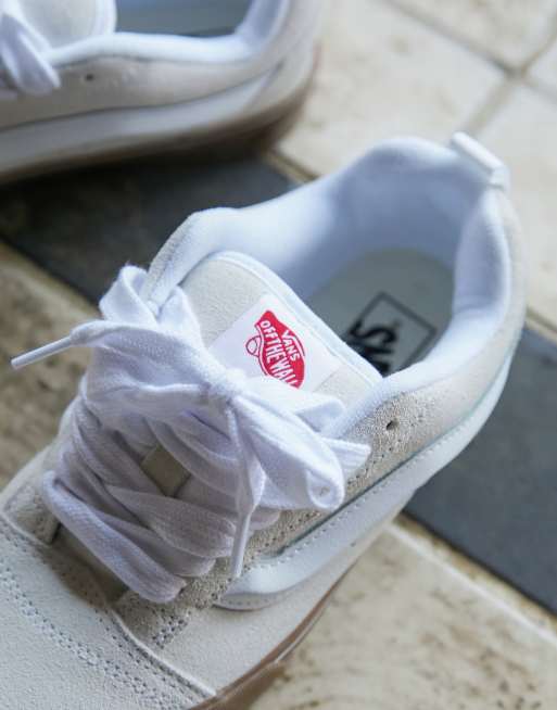 Vans Knu Skool chunky sneakers in white with gum sole