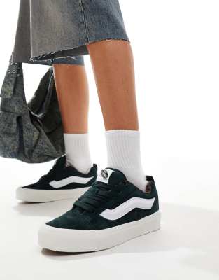 Vans knu skool chunky suede trainers in dark green-Grey