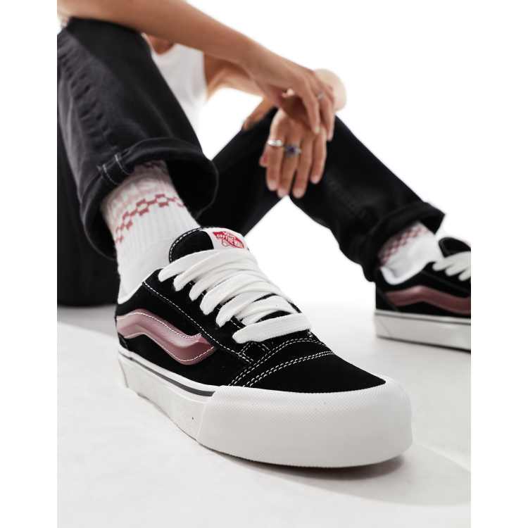 Red vans hot sale with black stripe