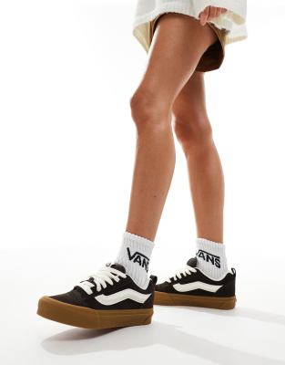 Vans knu skool chunky trainers in brown with gum sole