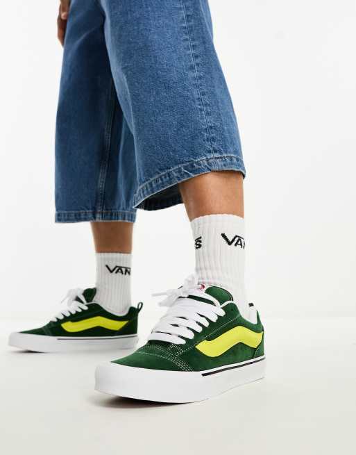 Vans Knu Skool chunky trainers in green and white ASOS
