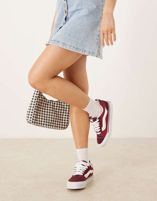 Vans Knu Skool Colour Theory sneakers in two tone burgundy, 3 of 5