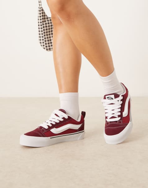 Vans Knu Skool  colour theory trainers in two tone burgundy - view 1