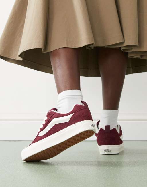 Vans Knu Skool fluffy suede sneakers in maroon, 4 of 5