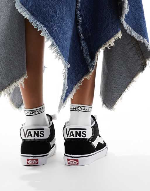 Vans - Knu Skool - Halfhoge sneakers in zwart en wit, 3 van 5