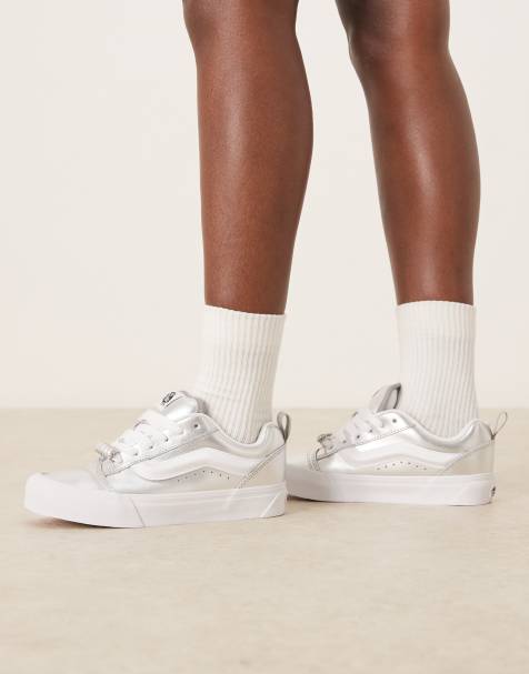 Vans Knu Skool leather trainers in silver metallic - view 1
