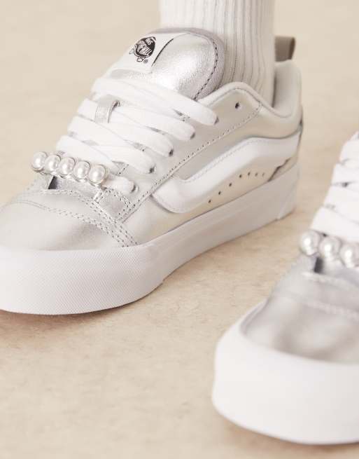 Vans Knu Skool leather trainers in silver metallic ASOS