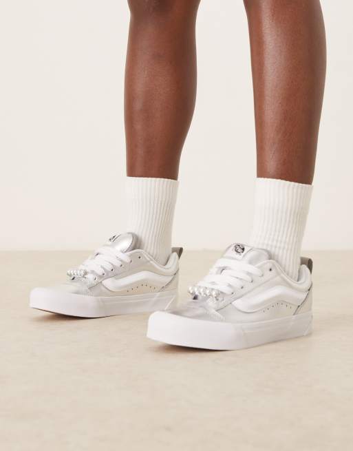 Vans - Knu Skool - Leren sneaker in metallic zilver, 3 van 5