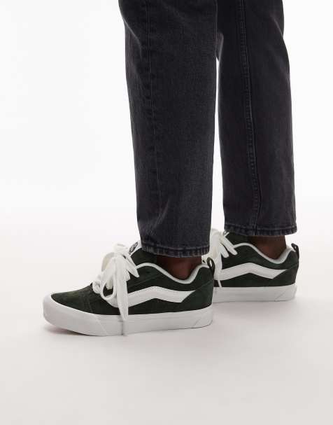 Vans Knu Skool pig suede sneakers in dark olive green - view 1