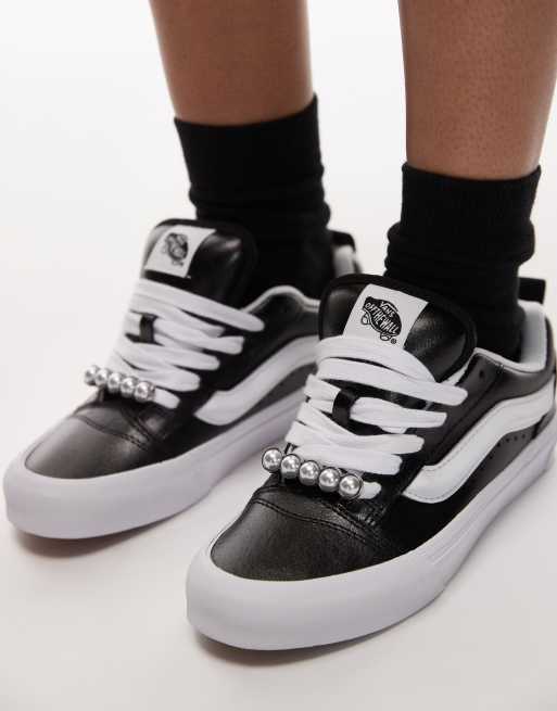 Vans – Knu Skool – Sneaker aus schwarzem und weißem Leder mit Metallic-Detail, 3 von 5