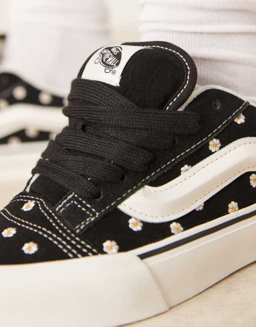 Vans Knu Skool sneakers in black with floral embroidery detailing