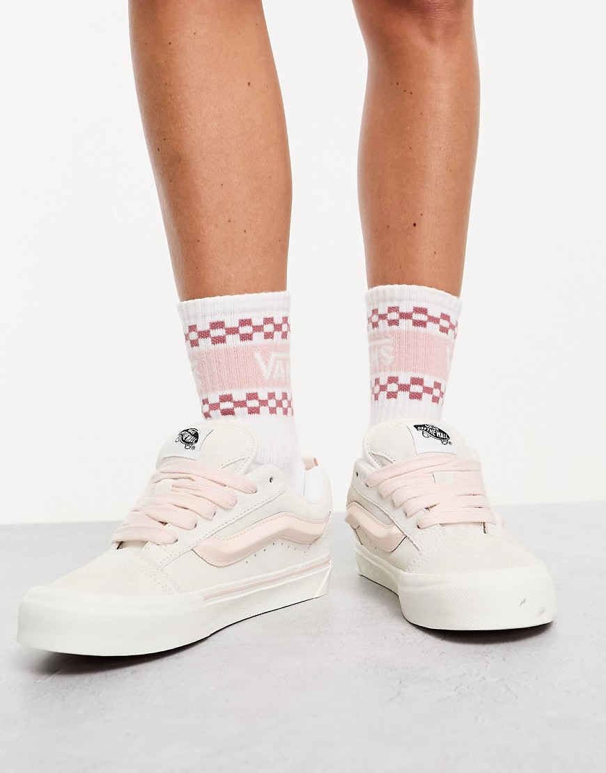 Vans Knu Skool Sneakers In White And Pink