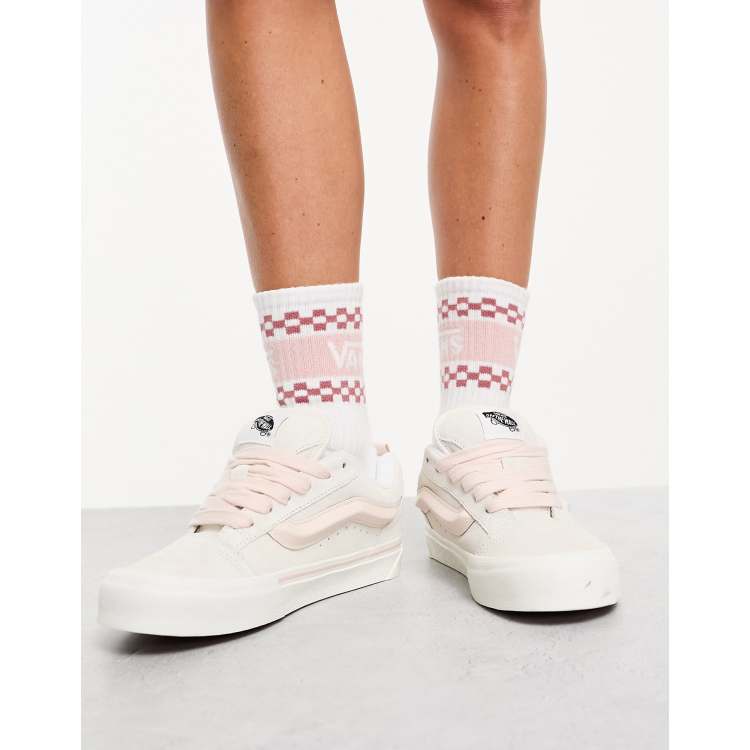 Vans Knu Skool sneakers in white and pink