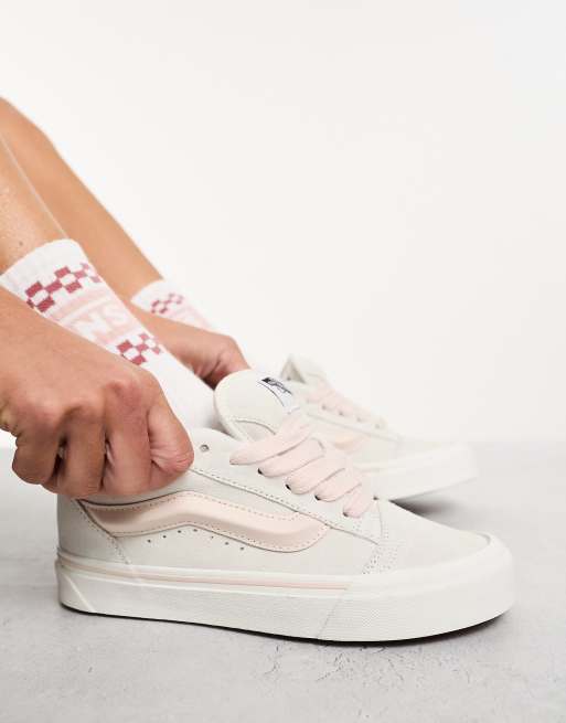 White vans 2024 with pink roses