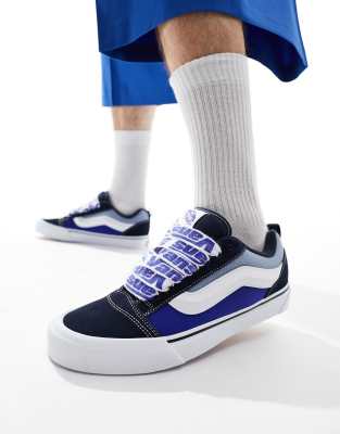 Knu Skool sneakers with graphic laces in blue and white