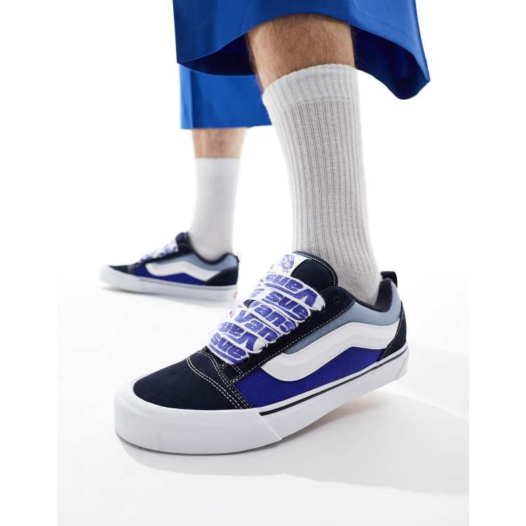 Vans Knu Skool sneakers with graphic laces in blue and white ASOS