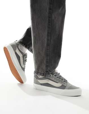 Vans Knu Skool Sneakers With Lace Interest In Gray And Cream In Gray