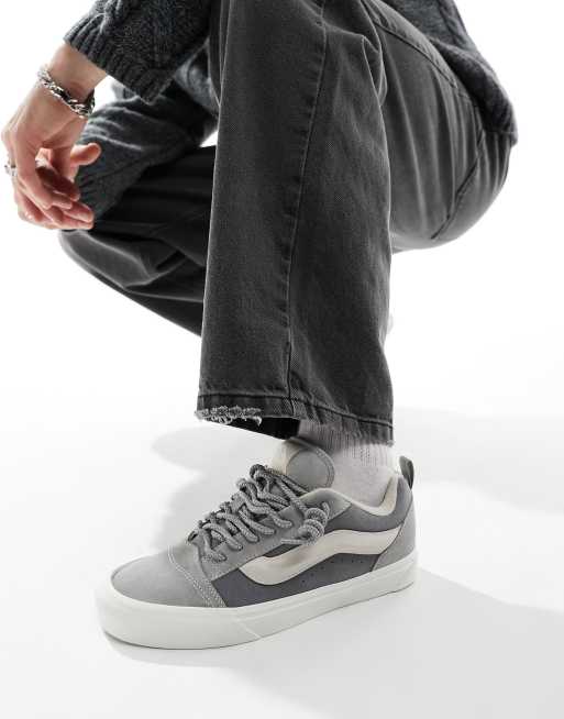 Vans Knu Skool sneakers with lace interest in gray and cream