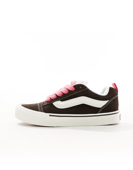 Pink vans leather laces best sale