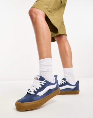 Vans Knu Skool trainers in mid blue with gum sole - ASOS Price Checker