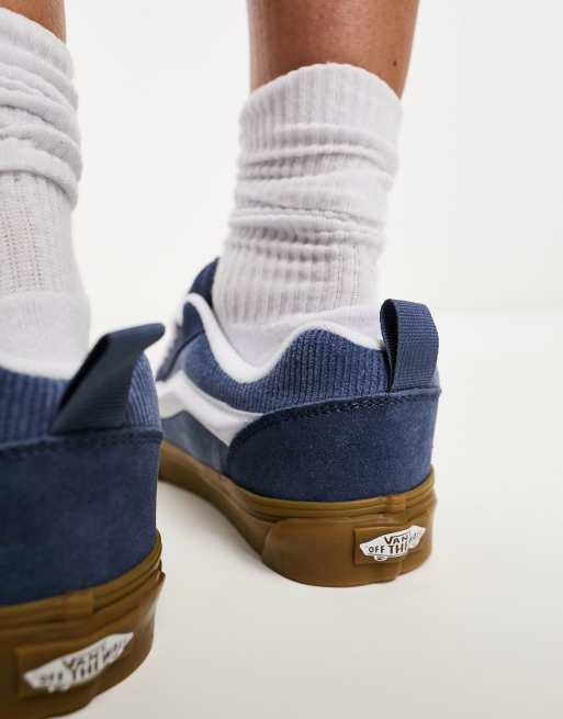 Vans Knu Skool trainers in mid blue with gum sole ASOS