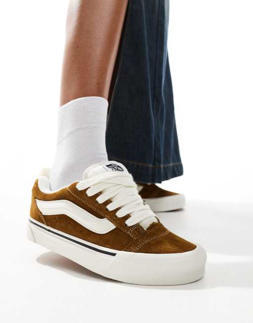 Vans Knu Skool Wildleder Sneaker in Hellbraun mit dicker Sohle