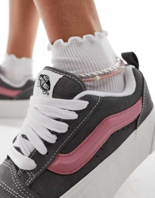 Vans Knu Stack Baskets gris fonc et rose