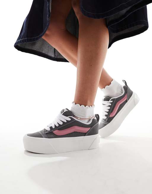 Vans Knu Stack Baskets gris fonc et rose