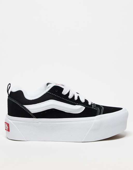 Vans Knu Stack trainers in black and white, 3 of 4