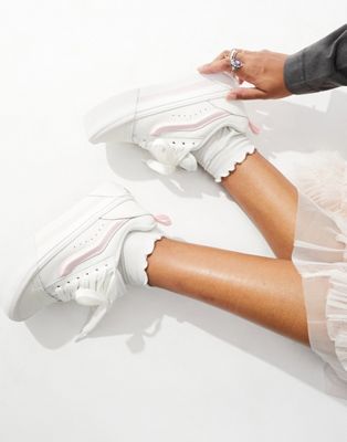 Vans Knu Stack trainers in white and pink