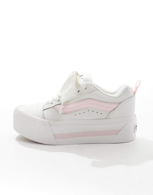 Vans – Knu Stack – Vita och rosa sneakers, 4 av 5