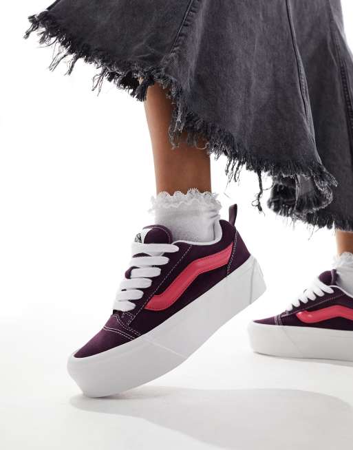 Pink platform vans outlet with flames