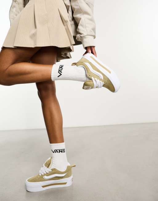 Beige hot sale platform vans