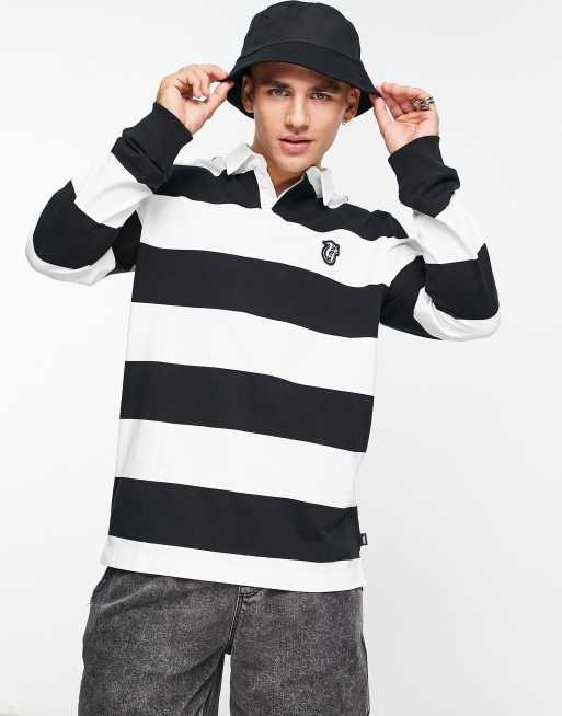 Vans – Koszulka polo w stylu rugby z długim rękawem w czarno-białą szachownicę
