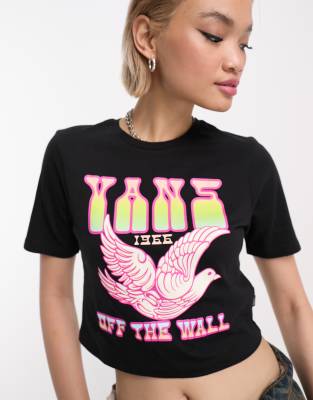 Vans - Kurzes T-Shirt in Schwarz mit Tauben-Print-Black