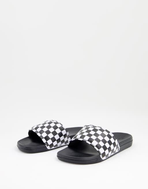 Vans La Costa checkerboard sliders in black/white