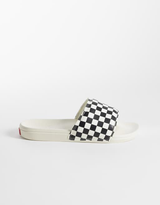 Vans La Costa checkerboard sliders in white and black, 2 of 4