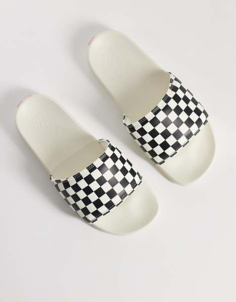 Vans – La Costa – Slider mit Schachbrettmuster in Schwarz und Weiß - view 1