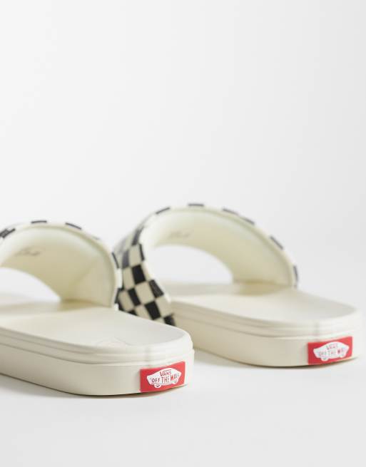 Vans - La Costa - Sliders bianche e nere a scacchi, 4 di 4