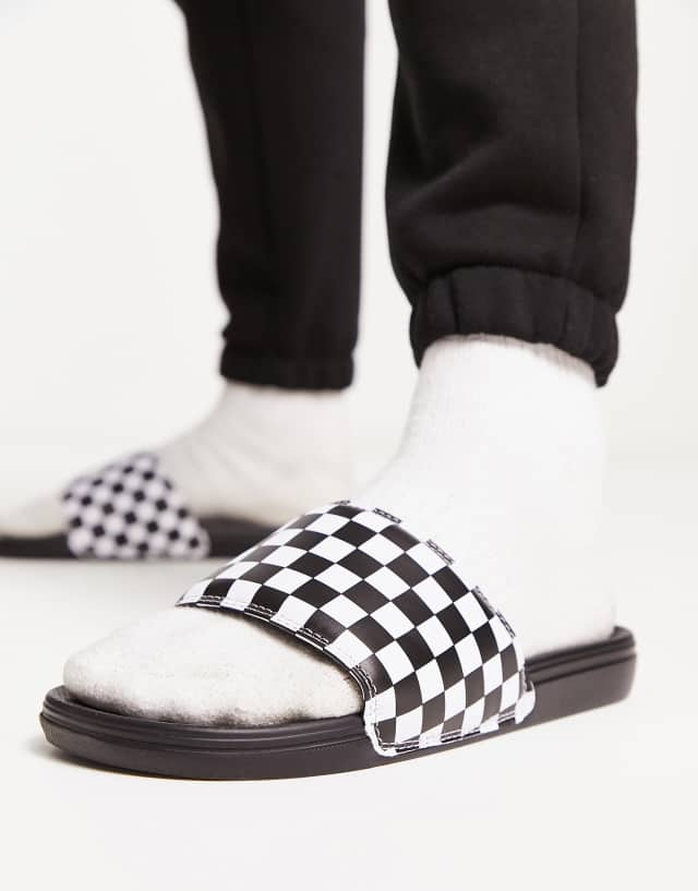 Vans La Costa sliders in checkerboard