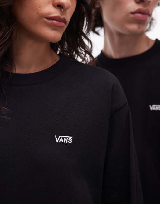 Vans – Langärmliges, locker geschnittenes Shirt in Schwarz mit Logo links an der Brust, 3 von 4
