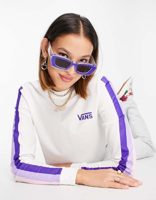 Vans – Langärmliges Oberteil in kurzem Schnitt, Purpur Regenbogen