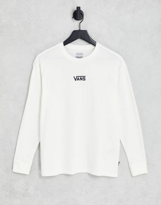 Vans – Langärmliges Oberteil in Wollweiß mit mittigem Logo 