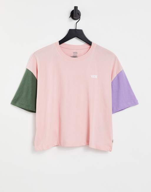 Vans – Lässiges, kastiges T-Shirt mit Farbblockdesign in Rosa
