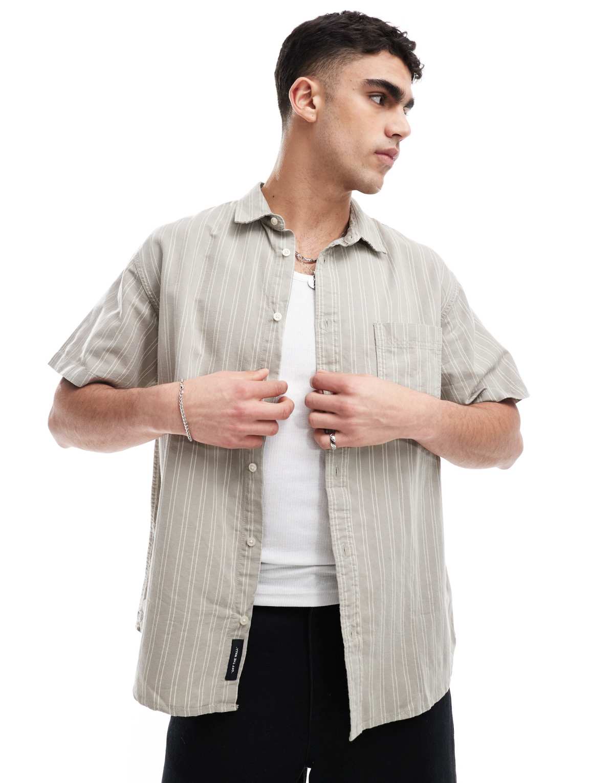 Vans Lawson stripe short sleeves woven in london fog/lemonicing