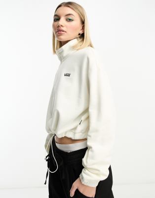 Vans left chest half zip fleece in off-white