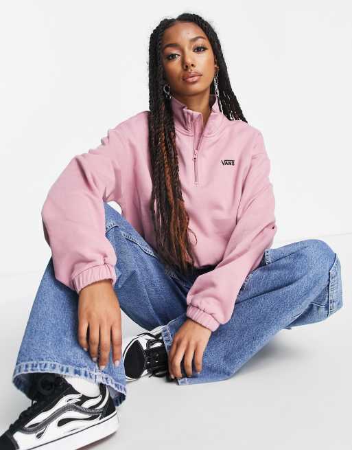 Vans left chest logo 1/2 zip fleece in lilac 